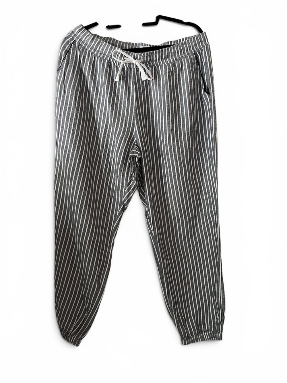 Love by Gap Women’s SzL Gray Pinstripe Jogger Pants - Casual, Drawstring,Pockets